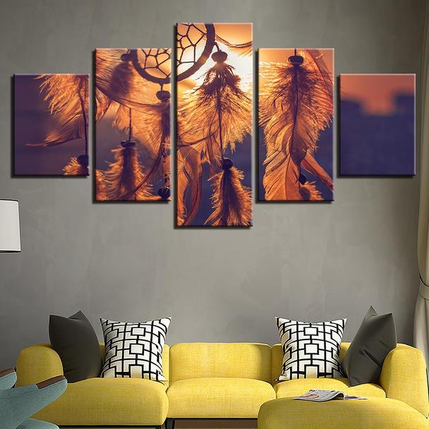 sunset dream catcher abstract 5 panel canvas art wall decor 3447