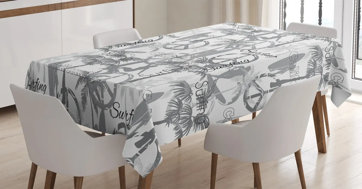 surfer woman in ocean 3d printed tablecloth table decor 7912