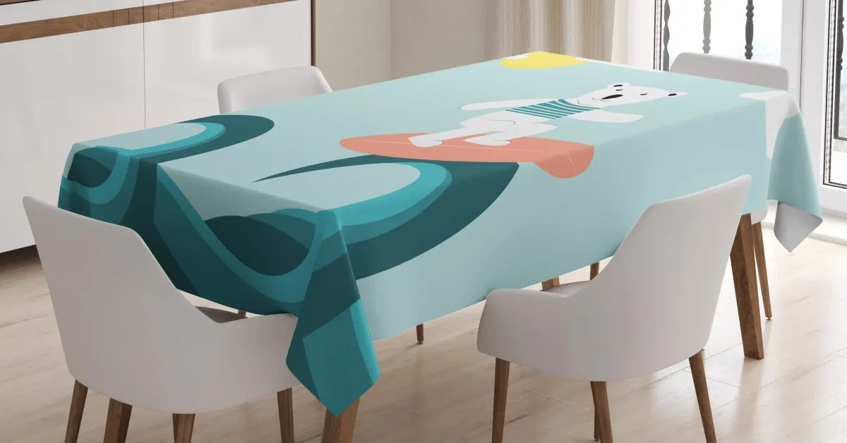 surfing on waves 3d printed tablecloth table decor 5860