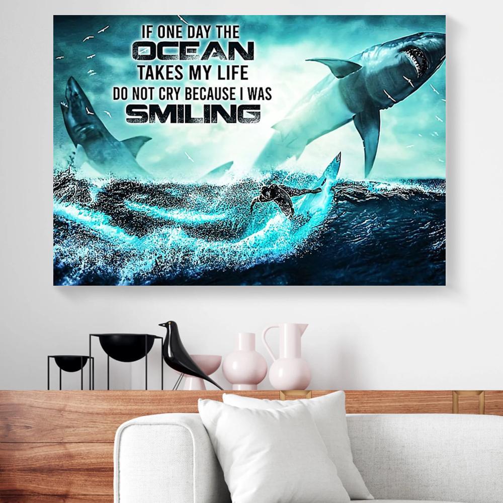 surfing shark canvas prints wall art decor 5280