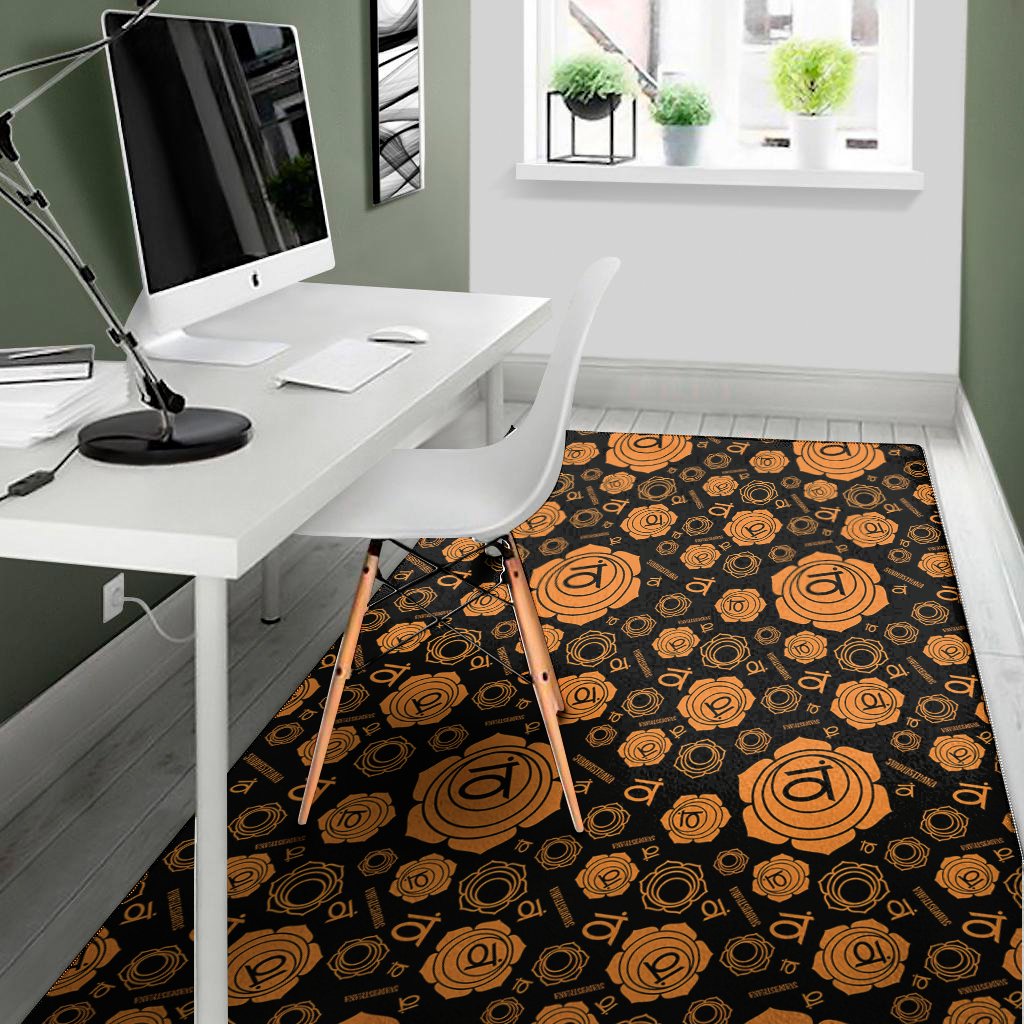 swadhisthana chakra pattern print area rug floor decor 8480