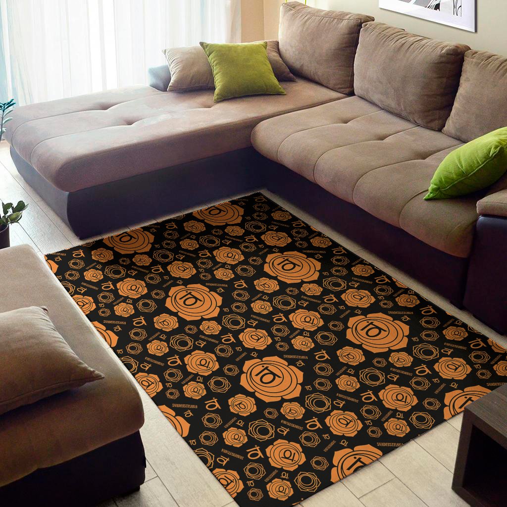 swadhisthana chakra pattern print area rug floor decor 8537