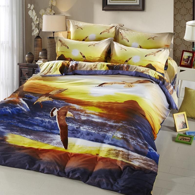 swan sunrise printed bedding set bedroom decor 6699