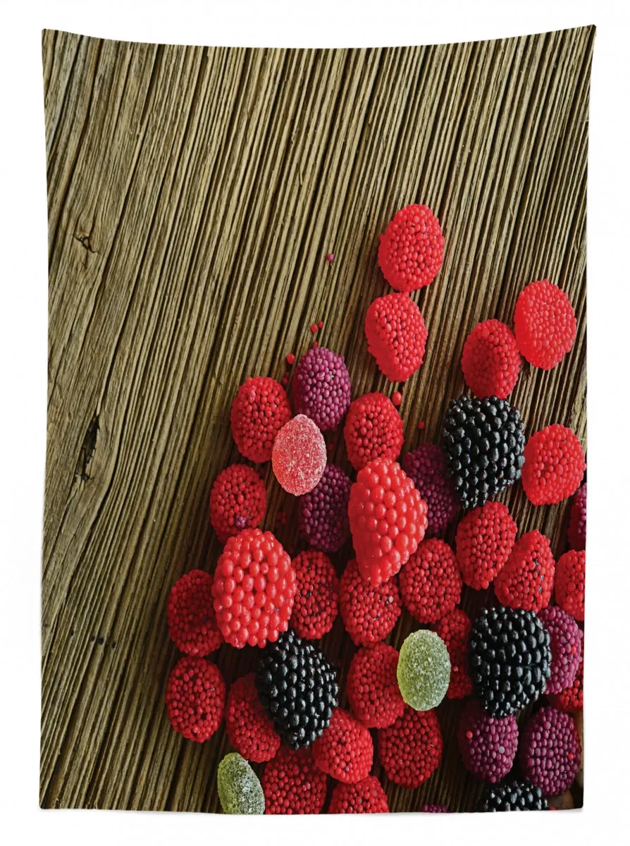 sweet jellybeans on wood 3d printed tablecloth table decor 1032