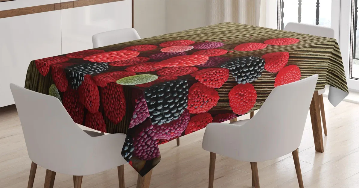 sweet jellybeans on wood 3d printed tablecloth table decor 3953