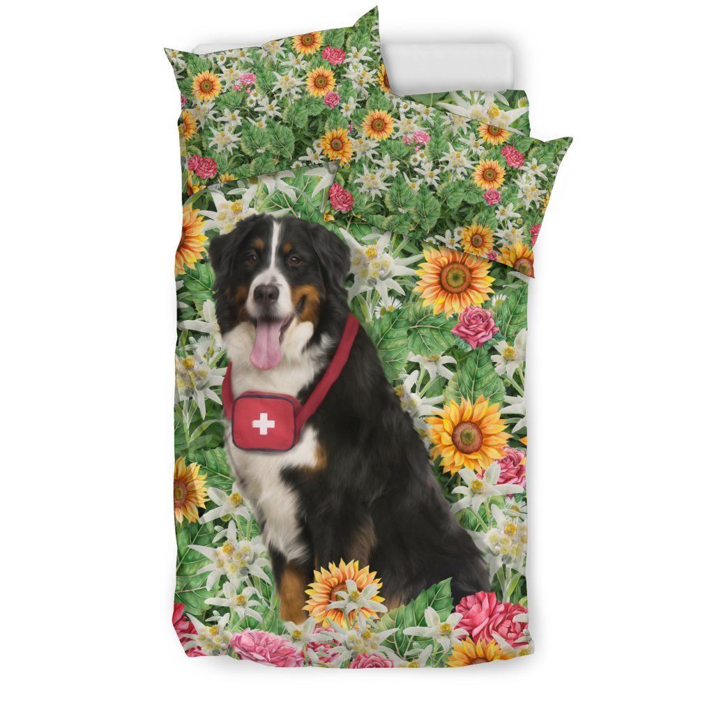 Switzerland Bernese Mountain Dog In Floral Field Bedding Set Bedroom Decor switzerland bernese mountain dog in floral field bedding set bedroom decor 5986