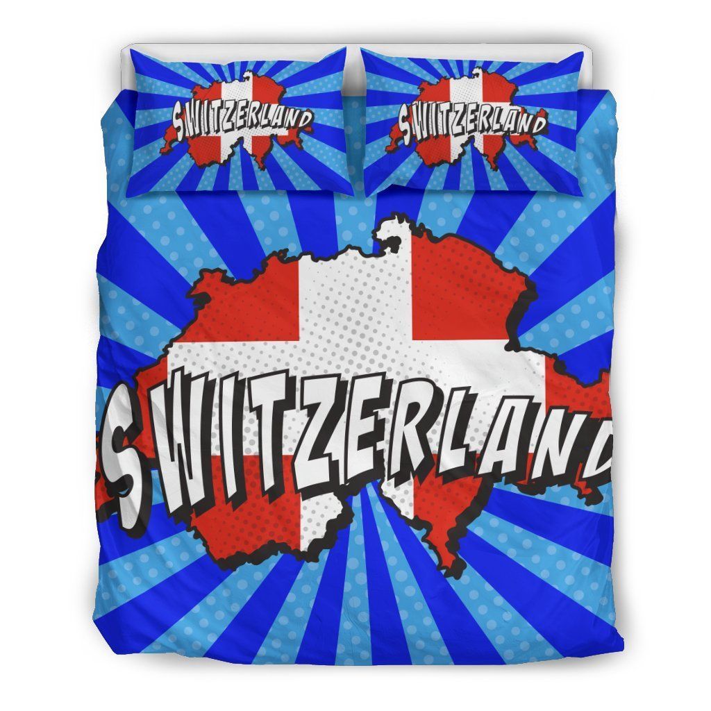 switzerland map map blue bedding set bedroom decor 5831