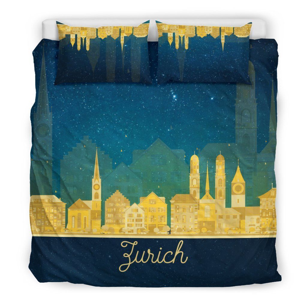 switzerland zurich midnight bedding set bedroom decor 7071