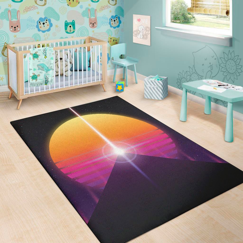 synthwave pyramid print area rug floor decor 1720