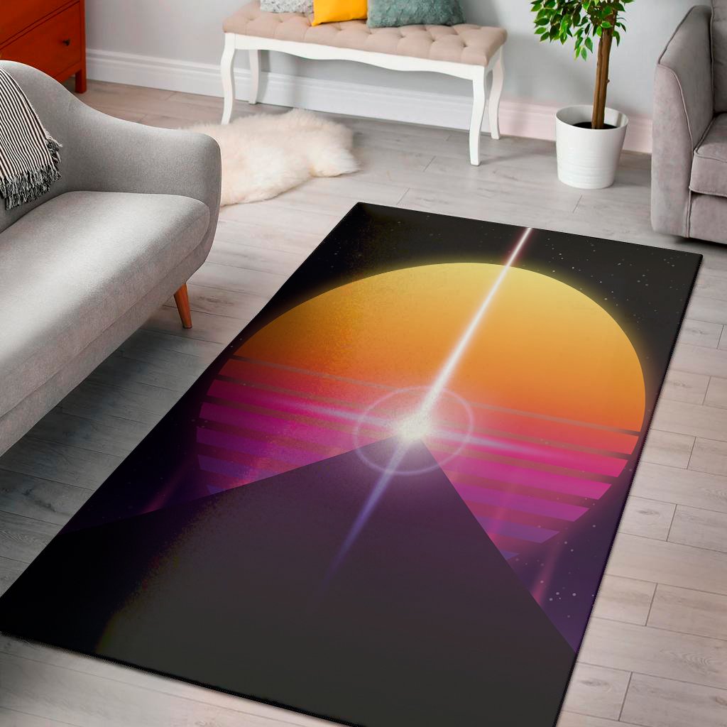 synthwave pyramid print area rug floor decor 8162