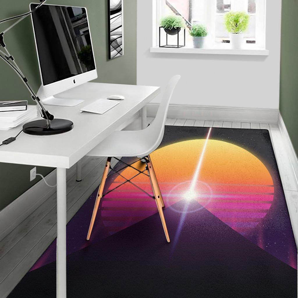 synthwave pyramid print area rug floor decor 8783