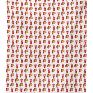 tacos and soda cups with pipes 3d printed tablecloth table decor 7312