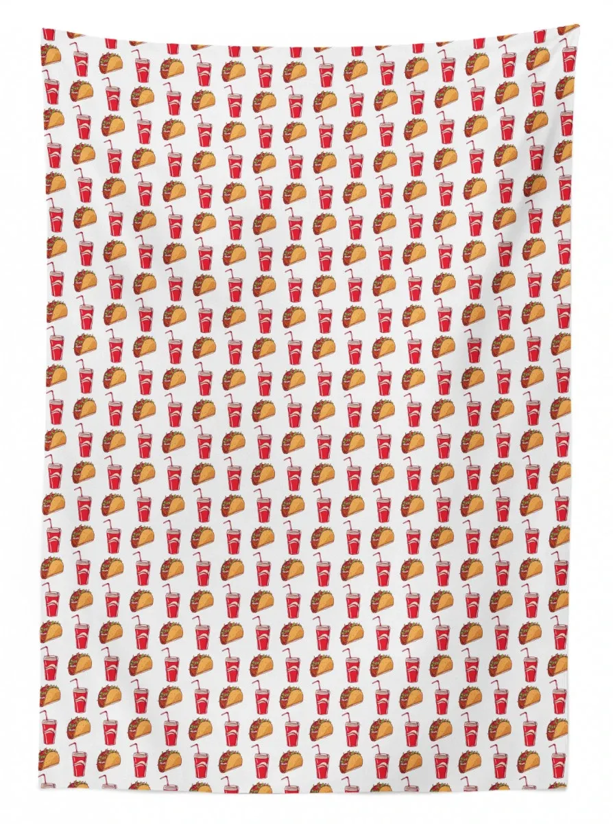 tacos and soda cups with pipes 3d printed tablecloth table decor 7312