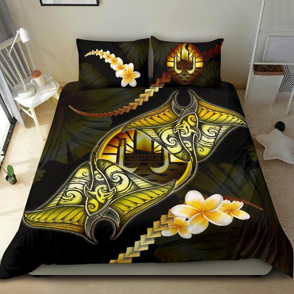 Tahiti Manta Ray Yellow And Black Bedding Set Bedroom Decor tahiti manta ray yellow and black bedding set bedroom decor 2217