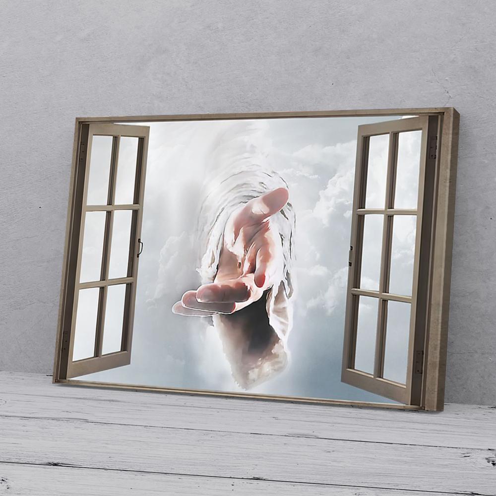 take my hand jesus window view canvas prints wall art decor 1453