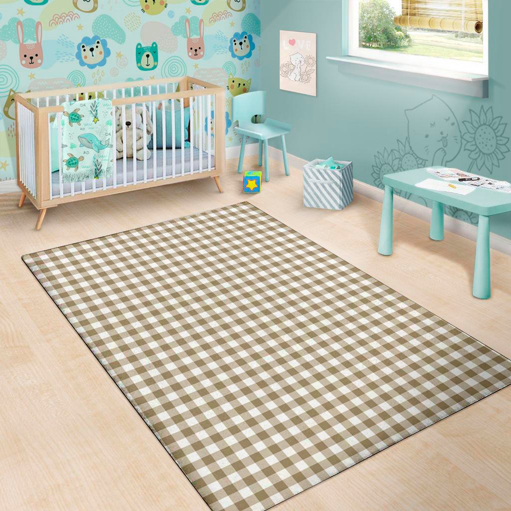Tan And White Gingham Pattern Print Area Rug Floor Decor tan and white gingham pattern print area rug floor decor 8377