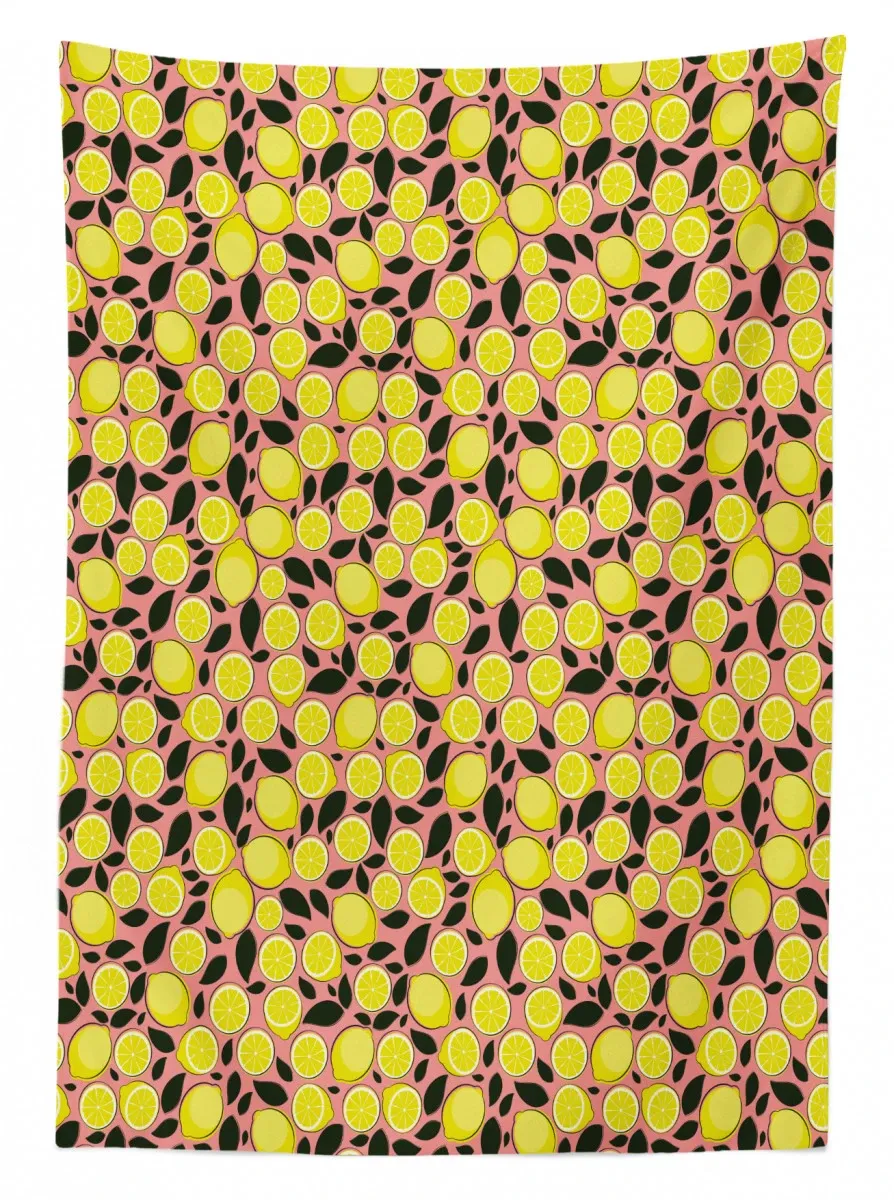 tasty sour citrus and leaves 3d printed tablecloth table decor 1581