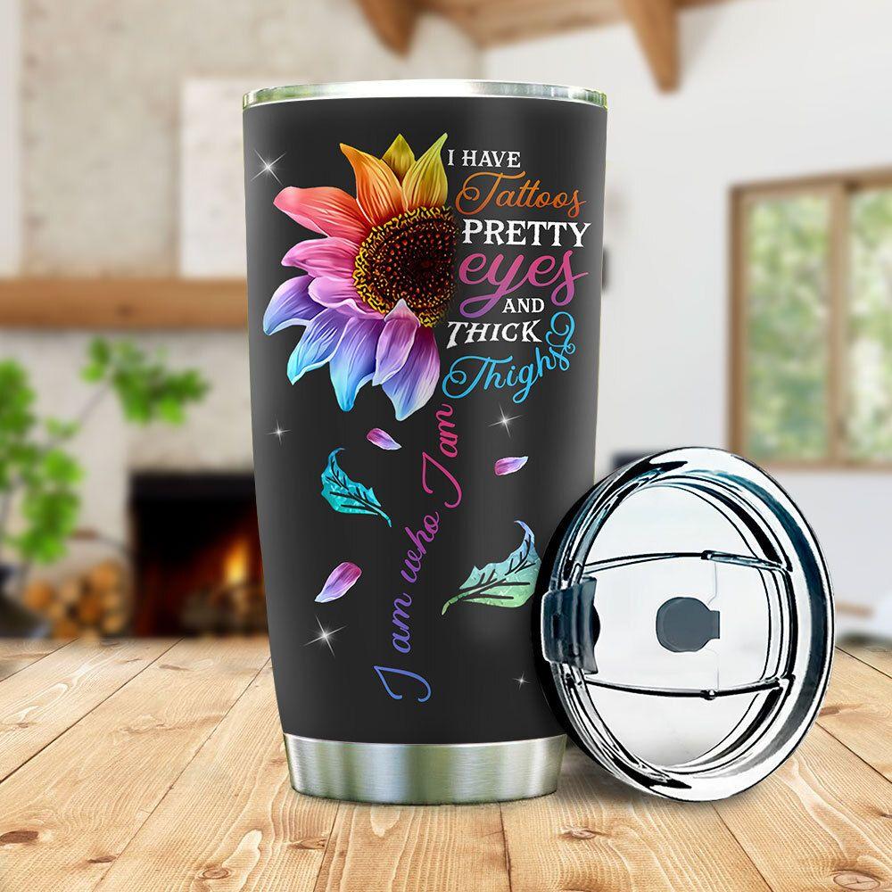 tattoo sunflower girl personalized stainless steel tumbler 1882