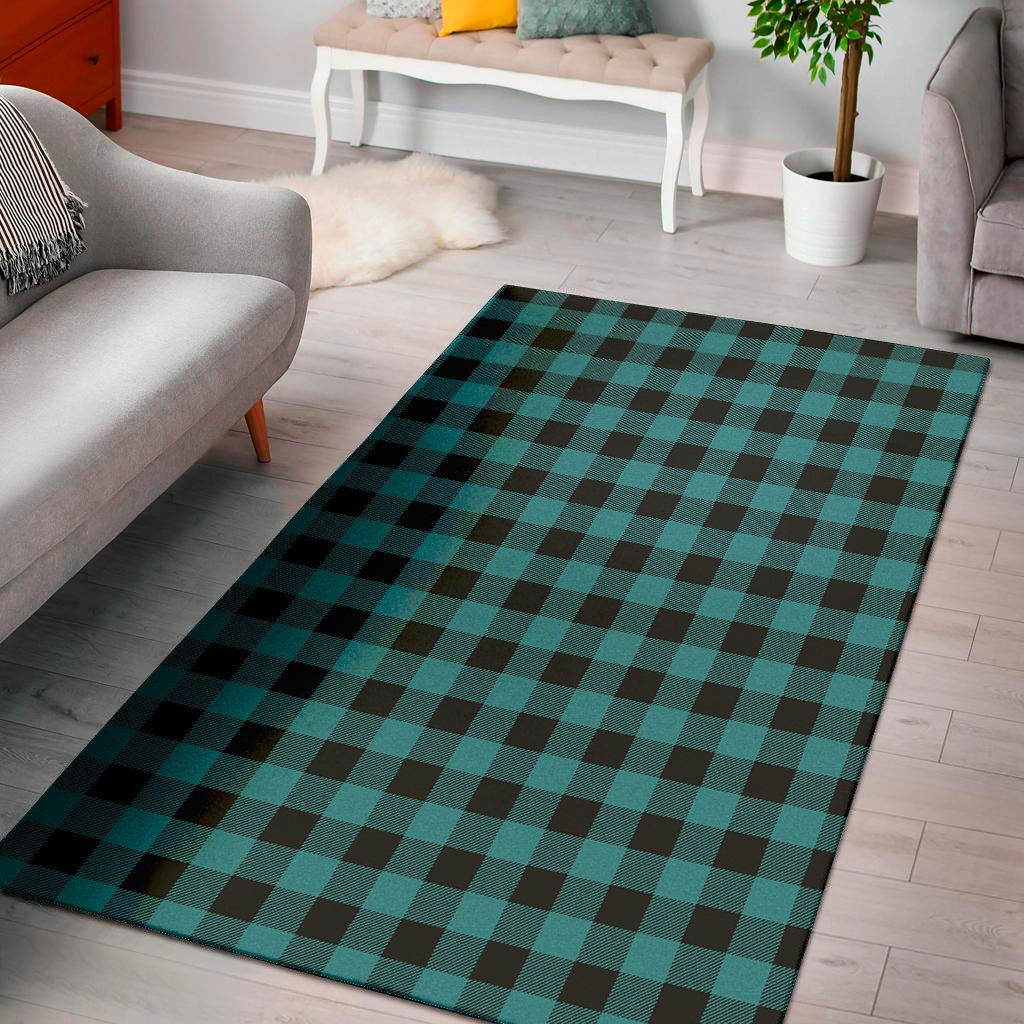 teal and black buffalo check print area rug floor decor 6233