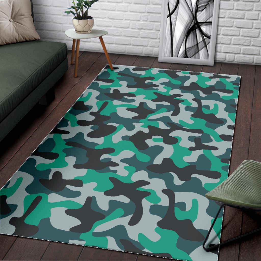 Teal And Black Camouflage Print Area Rug Floor Decor teal and black camouflage print area rug floor decor 5771