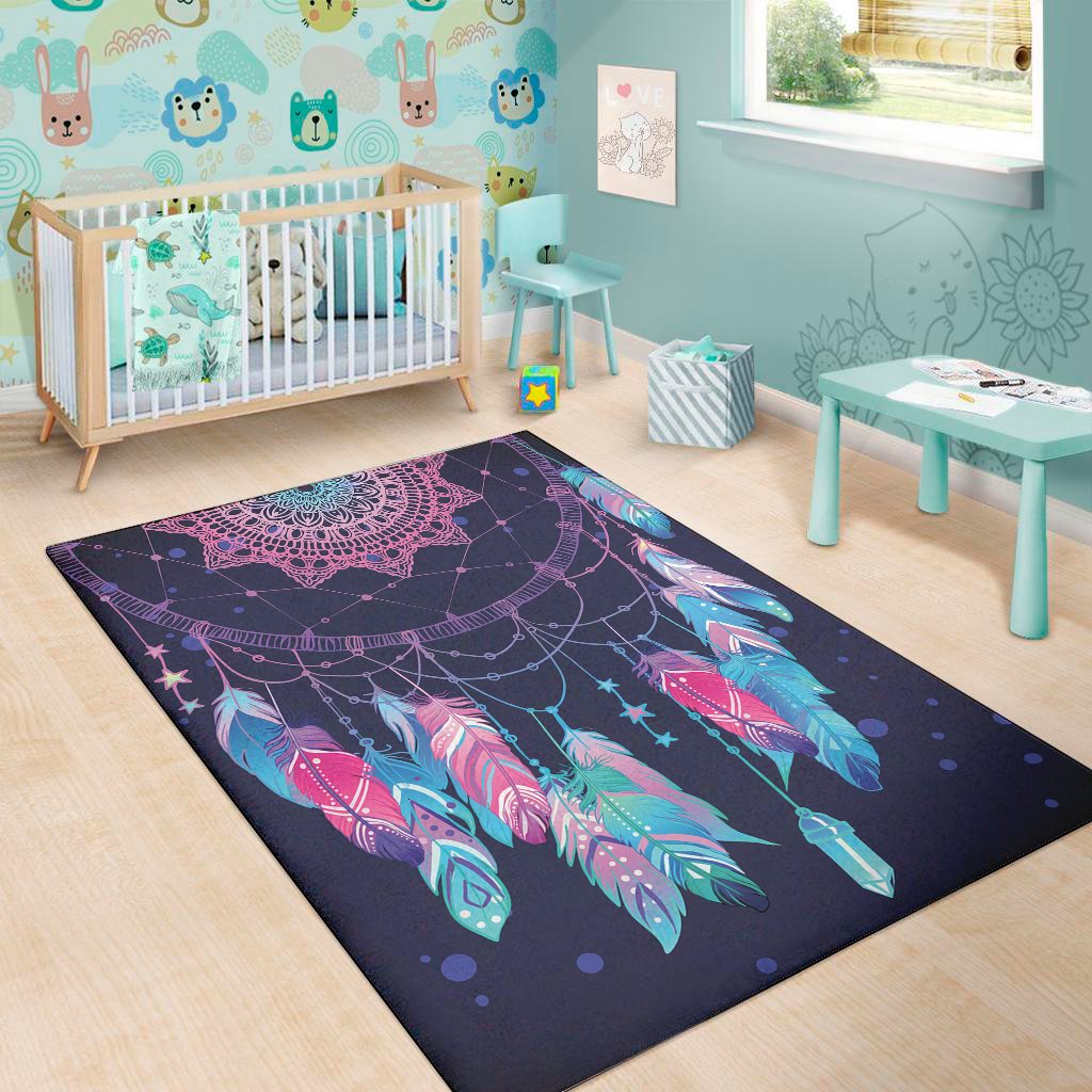 Teal And Purple Dream Catcher Print Area Rug Floor Decor teal and purple dream catcher print area rug floor decor 8904