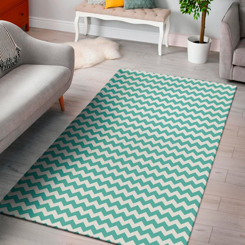 Teal And White Chevron Pattern Print Area Rug Floor Decor teal and white chevron pattern print area rug floor decor 2088