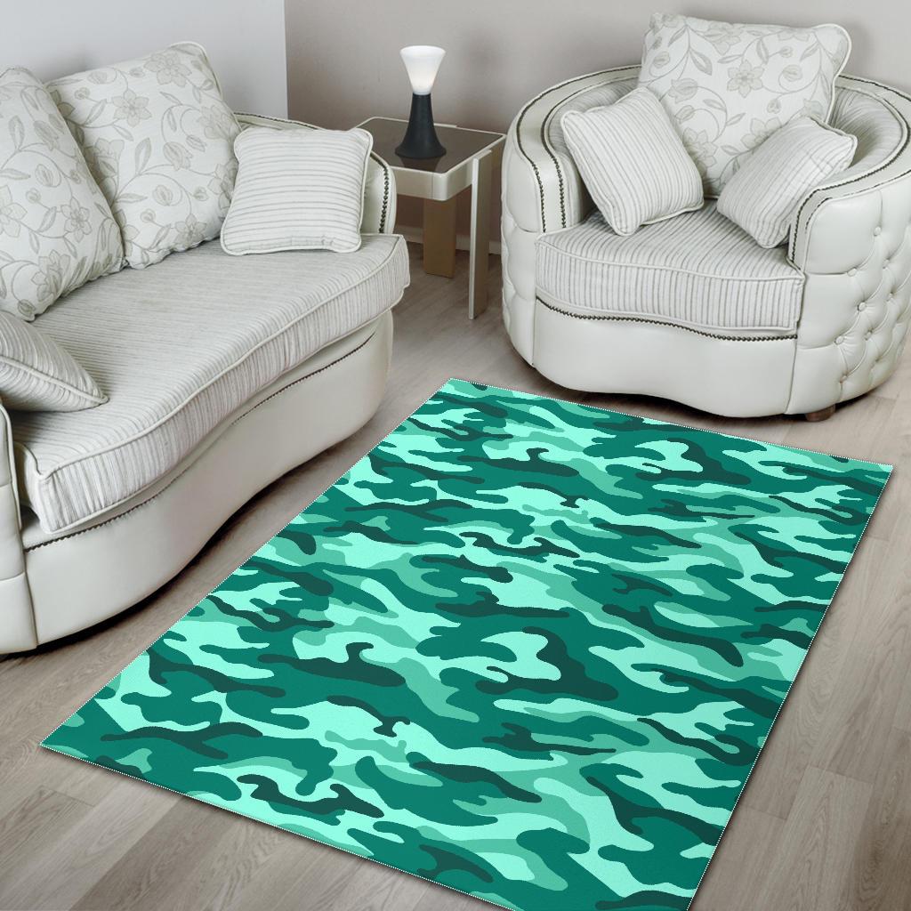 teal camouflage print area rug floor decor 8867