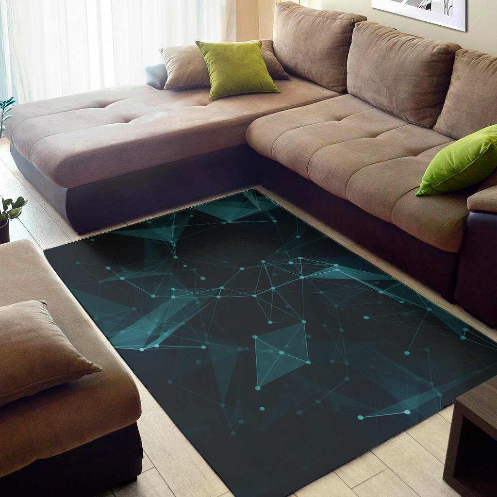 teal polygonal dot geometric print area rug floor decor 1305