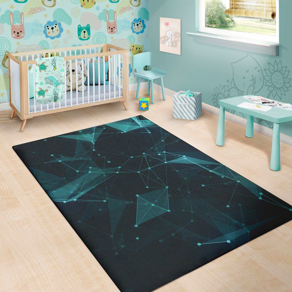 teal polygonal dot geometric print area rug floor decor 4387