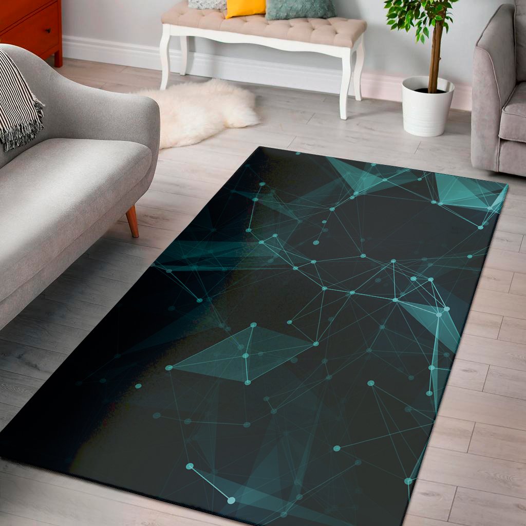 teal polygonal dot geometric print area rug floor decor 7363