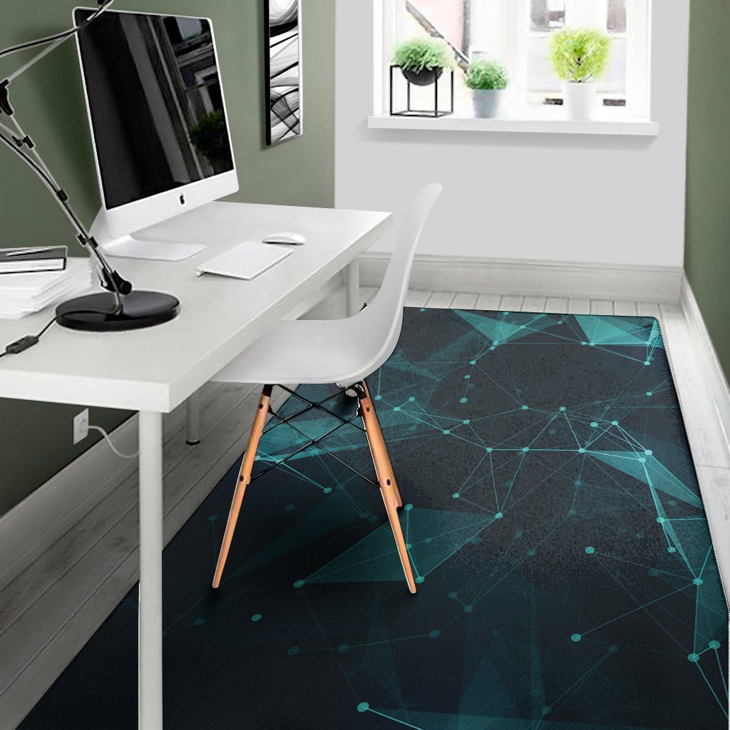 teal polygonal dot geometric print area rug floor decor 7845