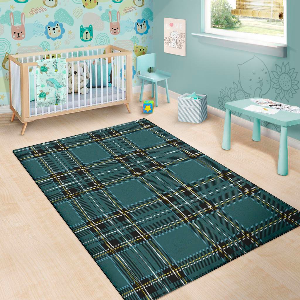 teal stewart tartan pattern print area rug floor decor 5685