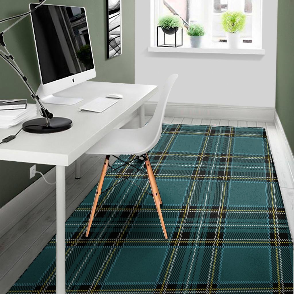 teal stewart tartan pattern print area rug floor decor 5809