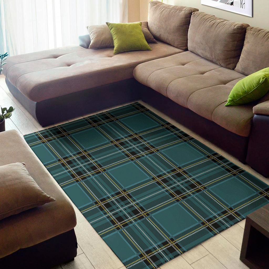 teal stewart tartan pattern print area rug floor decor 8717