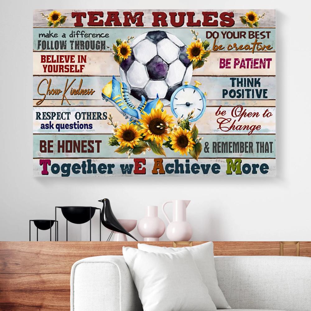 team rules soccer canvas prints wall art decor 3136