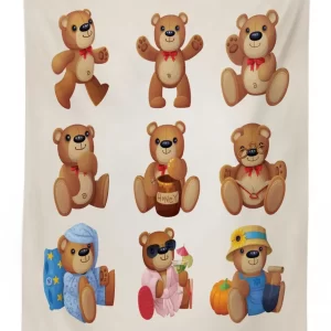 teddy bear kids design 3d printed tablecloth table decor 1183