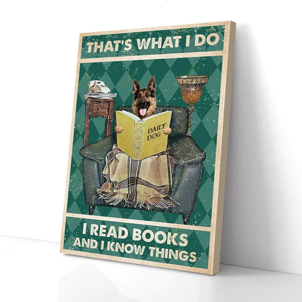 that what i do i read books german shepherd canvas prints wall art decor 1158