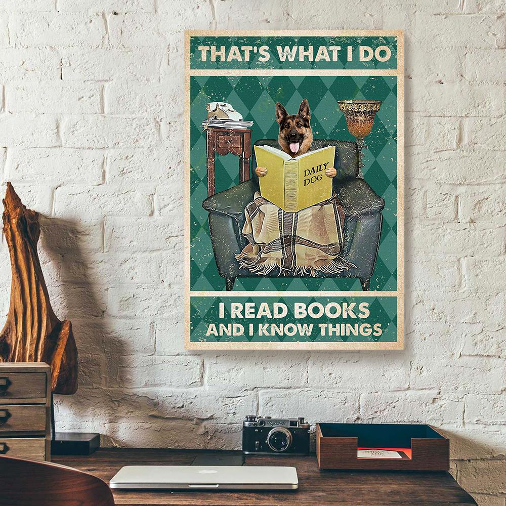 that what i do i read books german shepherd canvas prints wall art decor 2639