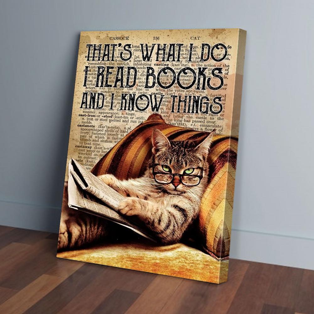 thats what i do i read books and i know things cat canvas prints wall art decor 2221