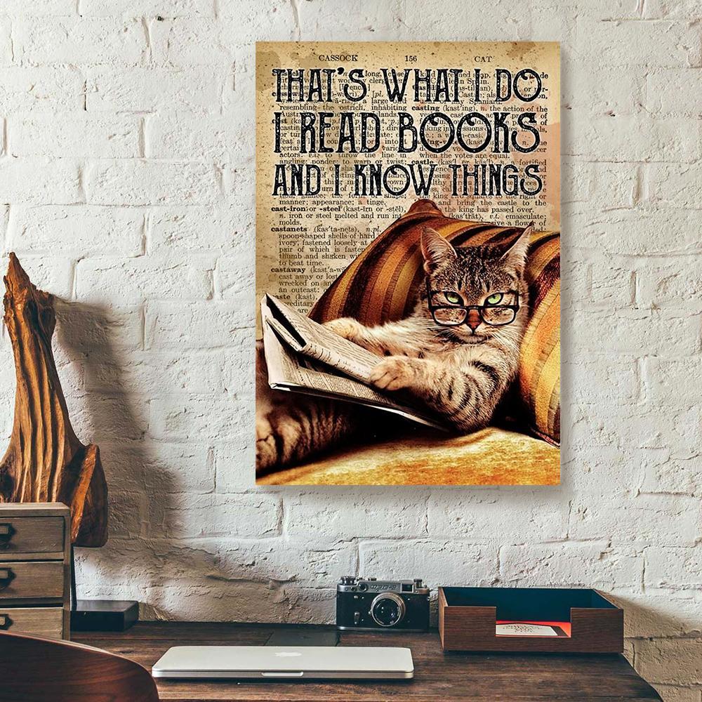 thats what i do i read books and i know things cat canvas prints wall art decor 7103