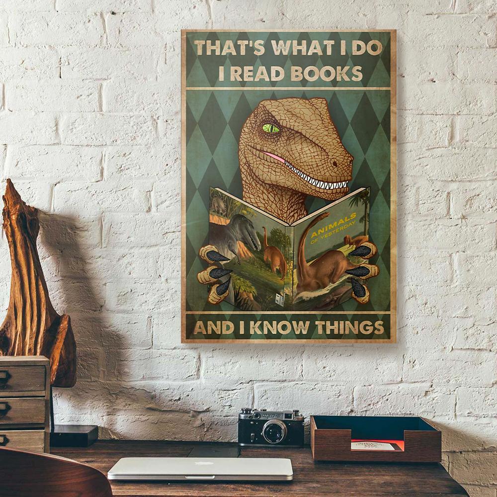 thats what i do i read books dinosaur canvas prints wall art decor 7725