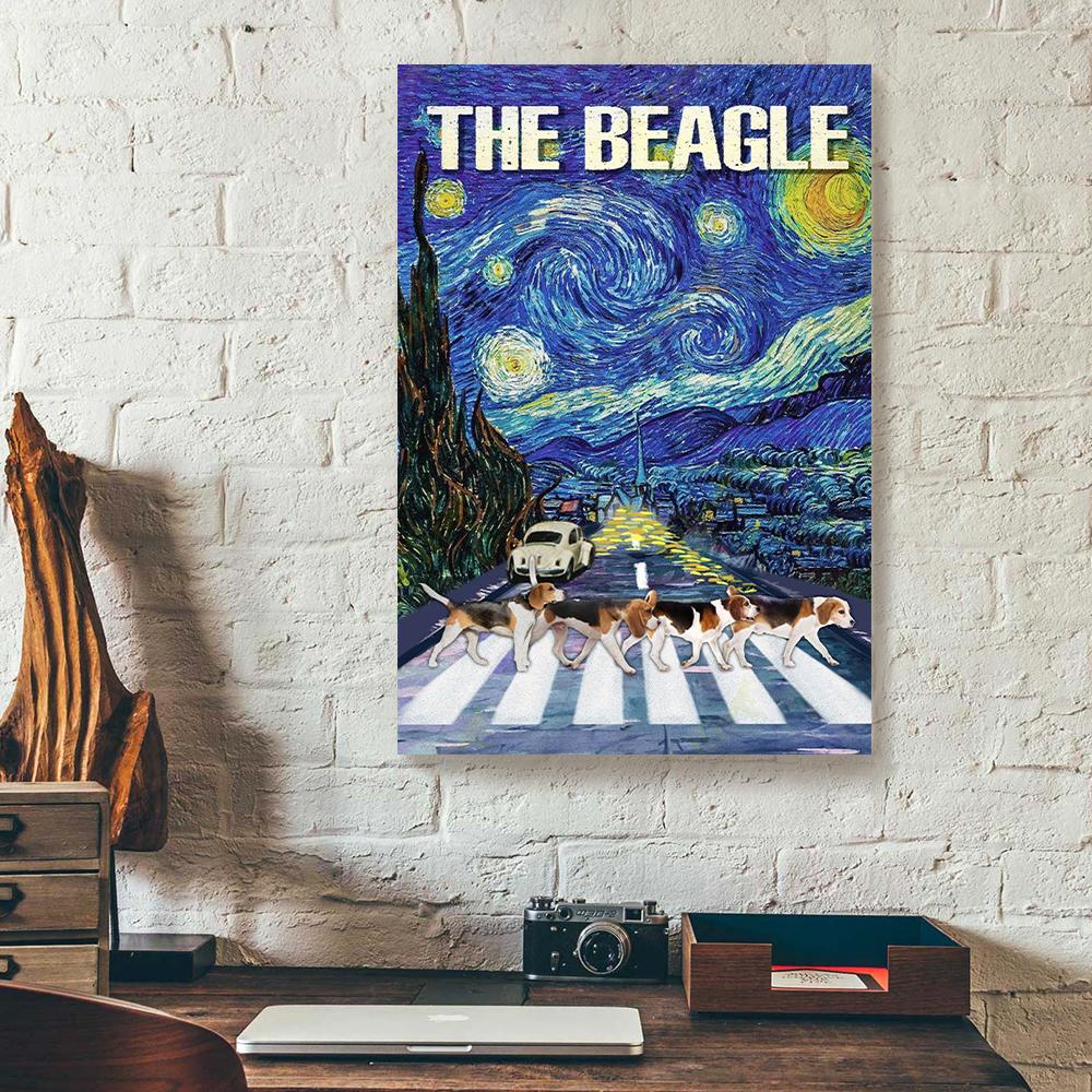 the beagle starry night canvas prints wall art decor 4367