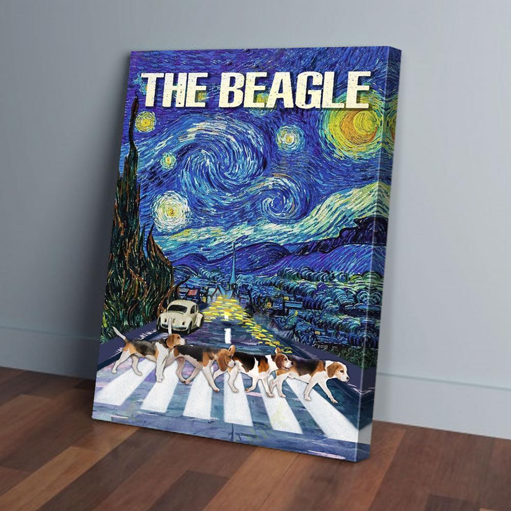 the beagle starry night canvas prints wall art decor 7344