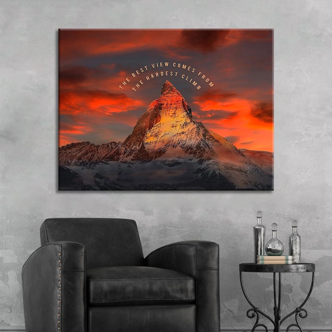 The Best View Comes From The Hardest Climb Motivational Positive Canvas Print - Wall Art Decor the best view comes from the hardest climb motivational positive canvas print wall art decor 3394