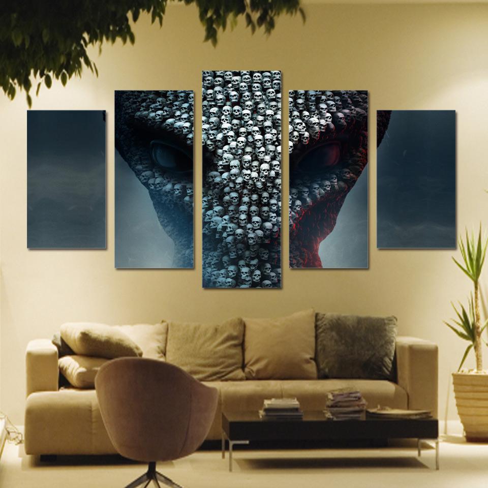 the biggest skull abstract 5 panel canvas art wall decor 6678