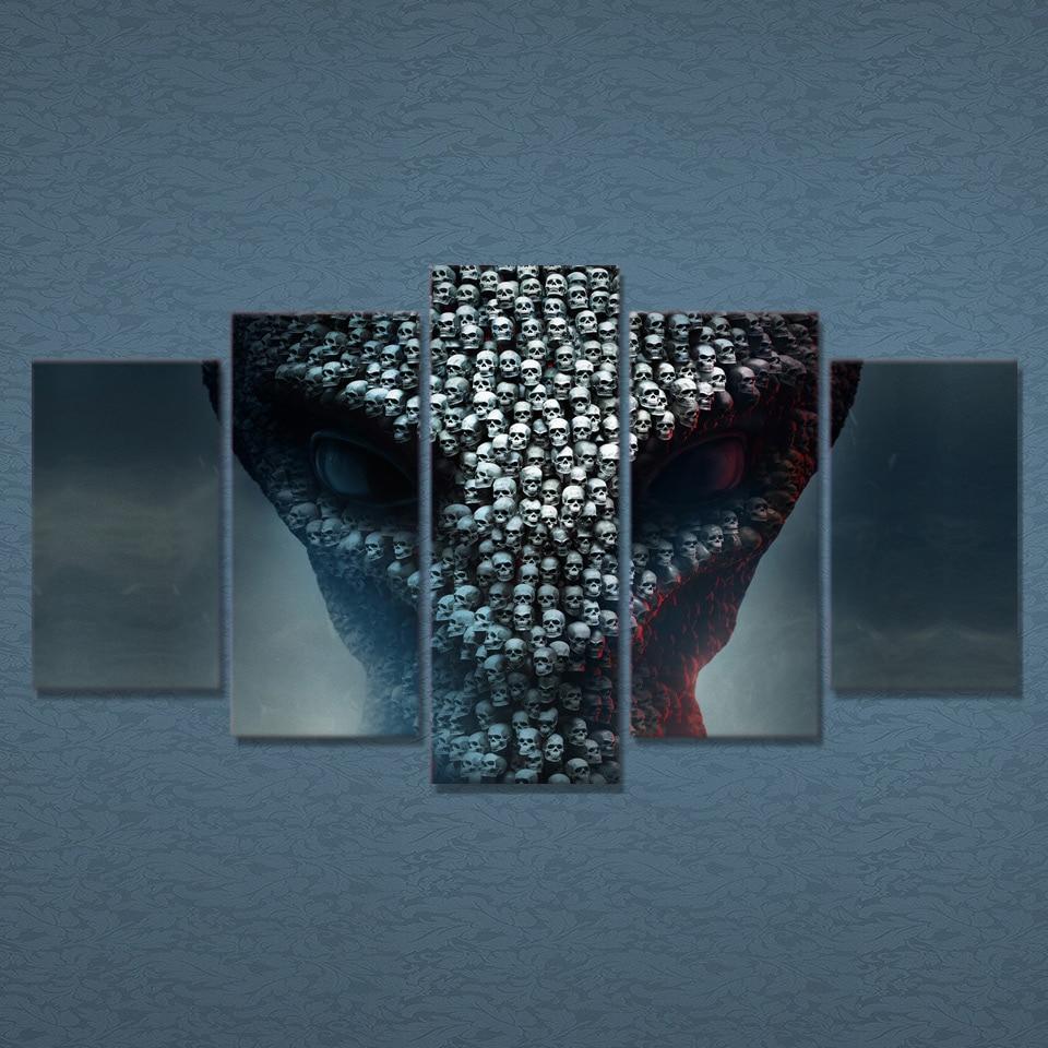 the biggest skull abstract 5 panel canvas art wall decor 8302