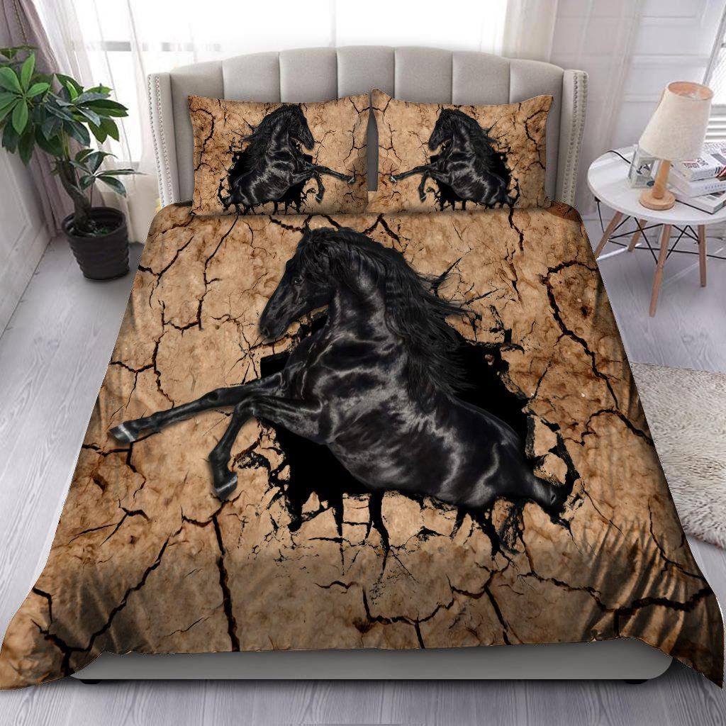 the black horse breaks a wall 3d printed bedding set bedroom decor 1751