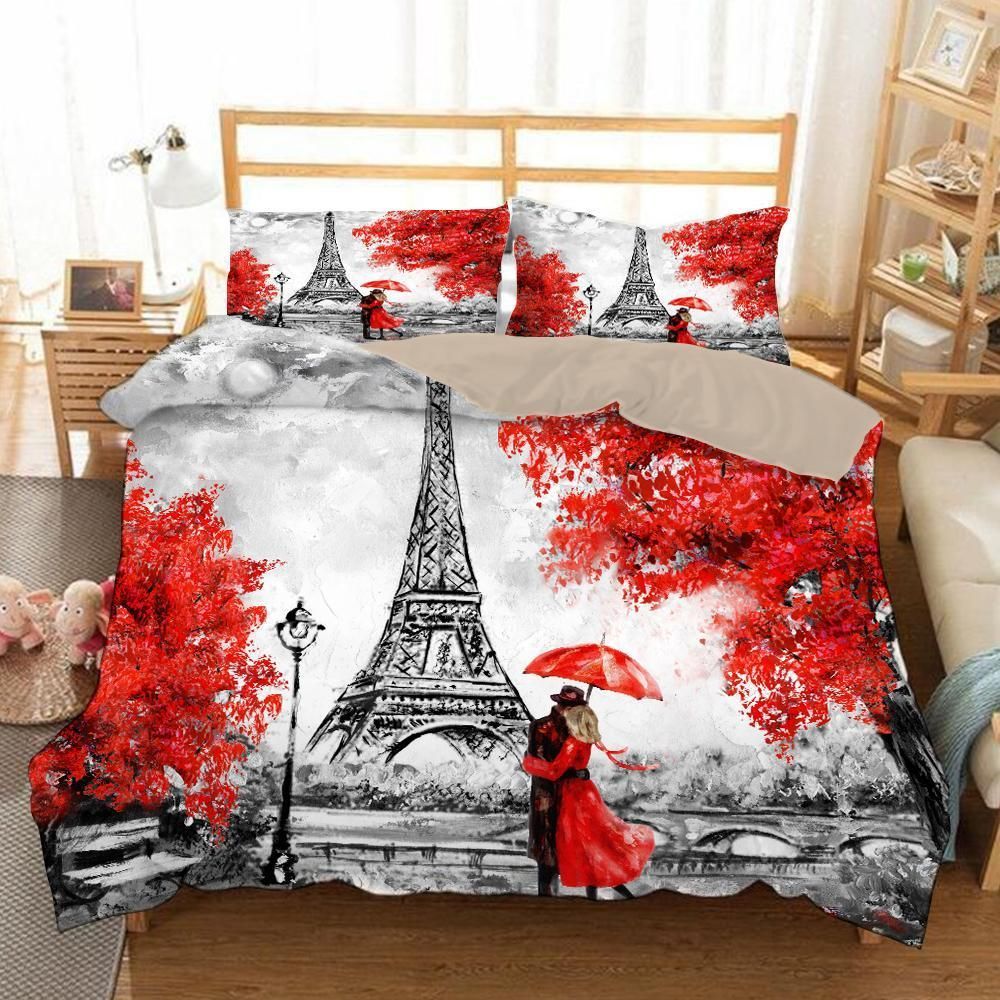 the eiffel tower under umbrella bedding set bedroom decor 3999