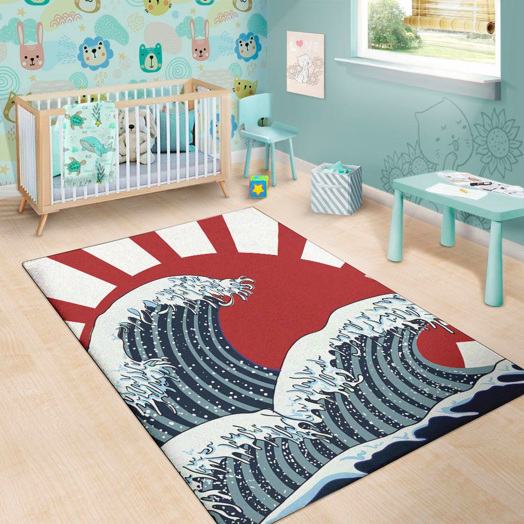 the great kanagawa wave print area rug floor decor 5032
