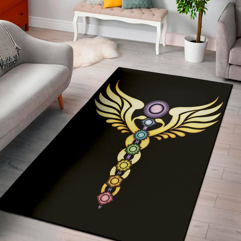 the seven chakras caduceus print area rug floor decor 5842